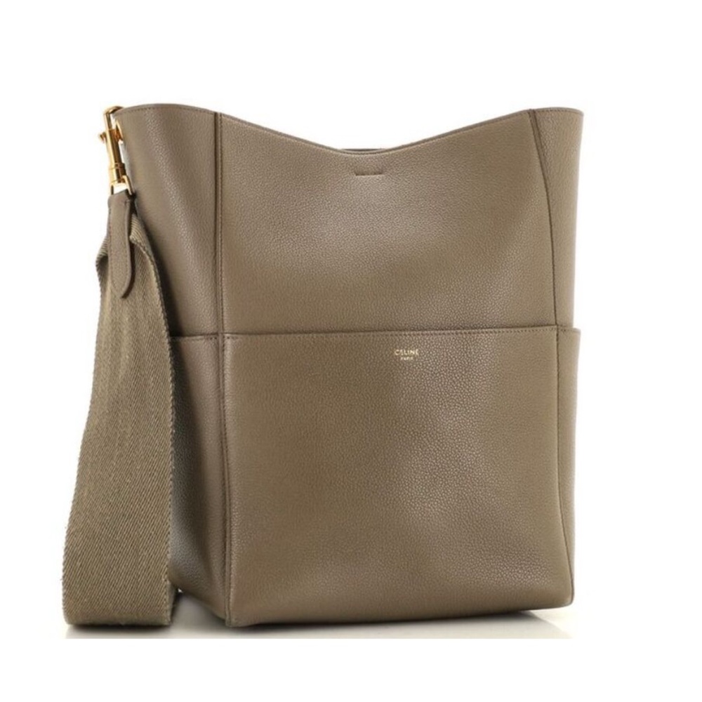 Celine Seau Sangle Bucket Bag in Grey / Taupe